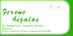 ferenc aszalos business card
