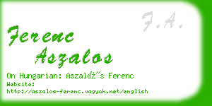 ferenc aszalos business card